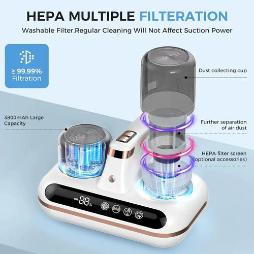 Aspirateur anti-acariens à main double réservoir sans fil U SHINER