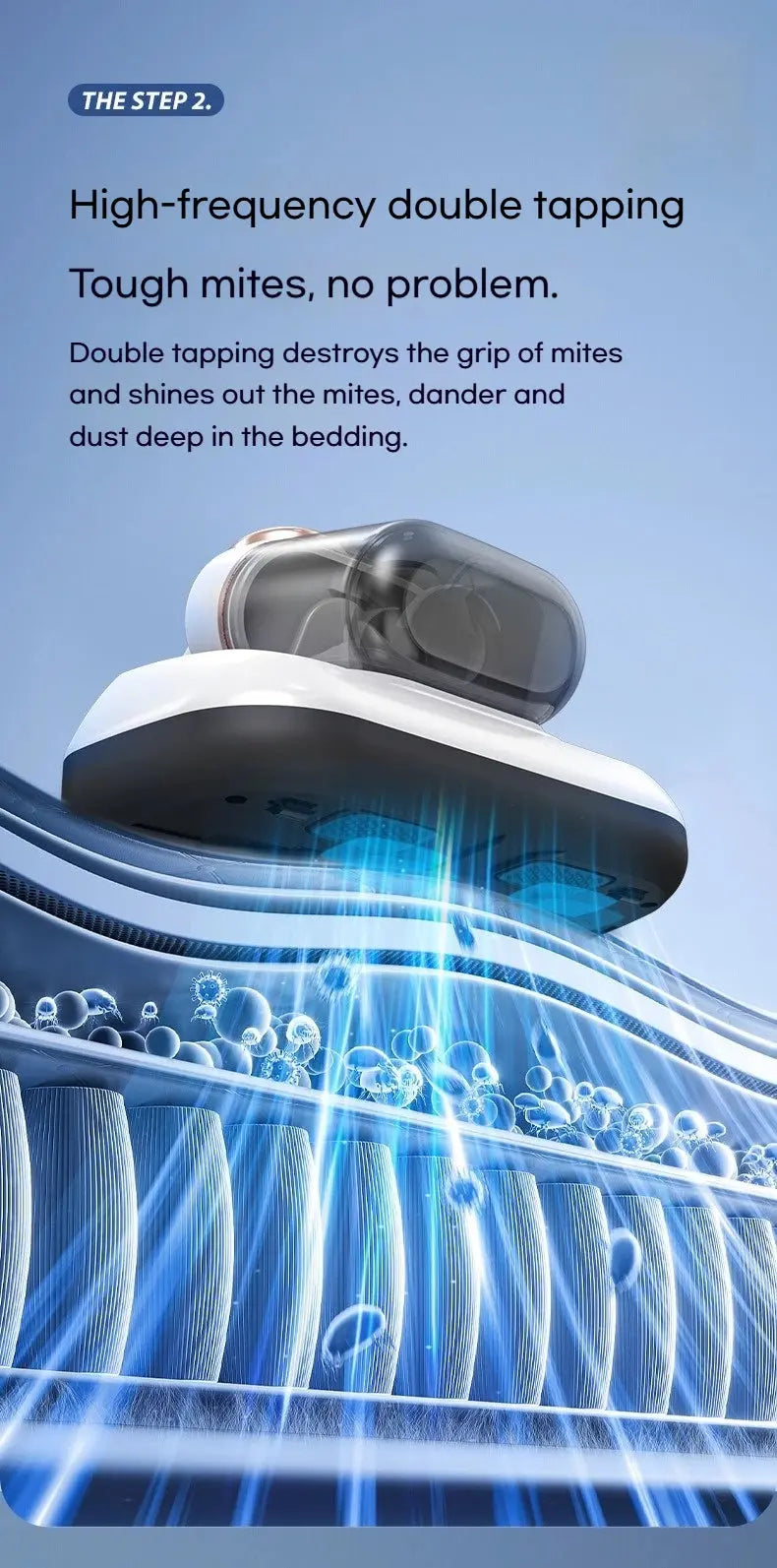 Aspirateur anti-acariens – Sans fil avec technologie ultrasons, 3 vitesses LED U SHINER